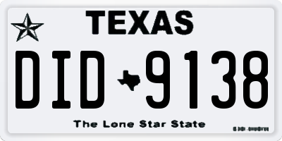 TX license plate DID9138