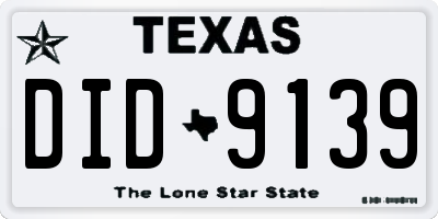 TX license plate DID9139