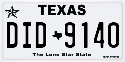 TX license plate DID9140
