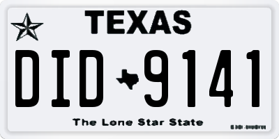 TX license plate DID9141