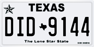 TX license plate DID9144