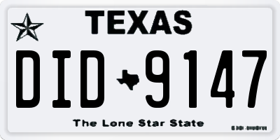 TX license plate DID9147