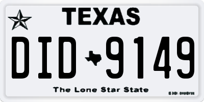 TX license plate DID9149