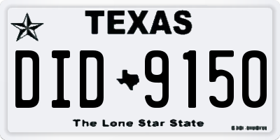 TX license plate DID9150