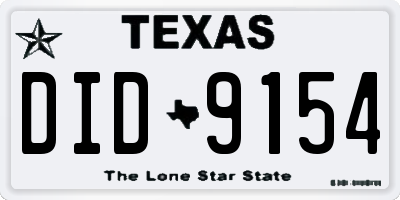 TX license plate DID9154