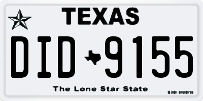 TX license plate DID9155