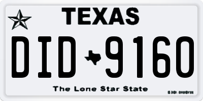 TX license plate DID9160