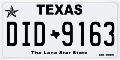 TX license plate DID9163