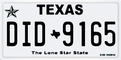 TX license plate DID9165