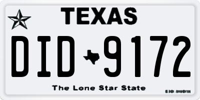 TX license plate DID9172