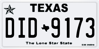 TX license plate DID9173