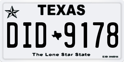 TX license plate DID9178