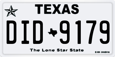 TX license plate DID9179