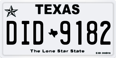 TX license plate DID9182