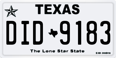 TX license plate DID9183