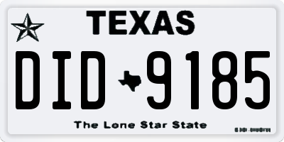 TX license plate DID9185