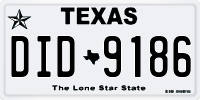 TX license plate DID9186