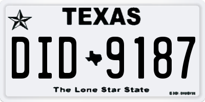 TX license plate DID9187