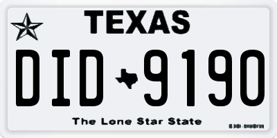 TX license plate DID9190