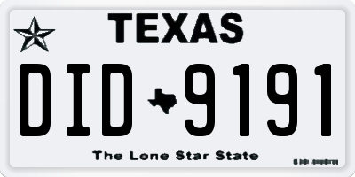 TX license plate DID9191