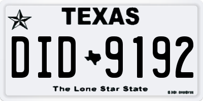 TX license plate DID9192