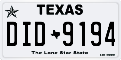 TX license plate DID9194