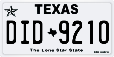 TX license plate DID9210