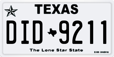 TX license plate DID9211