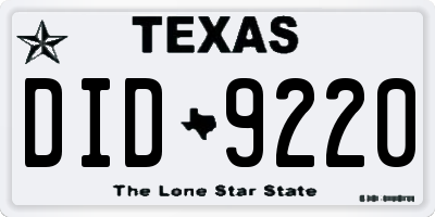 TX license plate DID9220