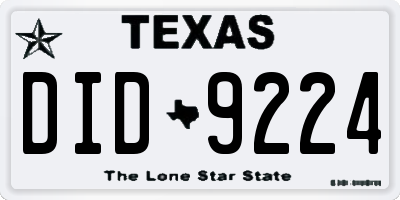 TX license plate DID9224