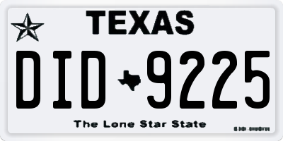 TX license plate DID9225