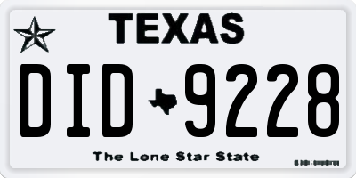 TX license plate DID9228