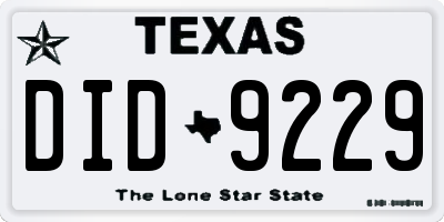 TX license plate DID9229