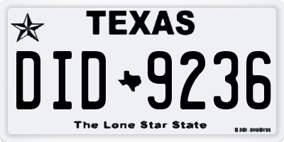 TX license plate DID9236