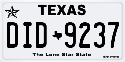 TX license plate DID9237
