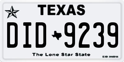 TX license plate DID9239