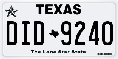 TX license plate DID9240