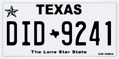 TX license plate DID9241