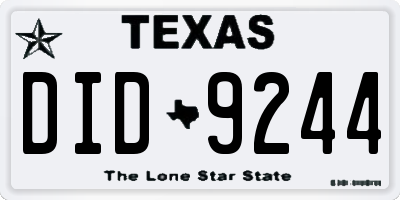 TX license plate DID9244