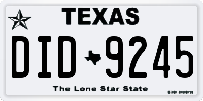 TX license plate DID9245