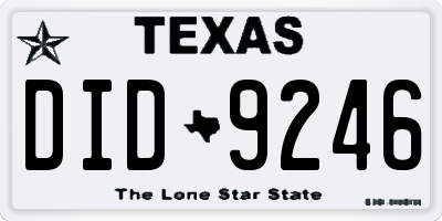 TX license plate DID9246