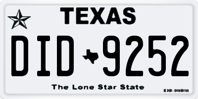 TX license plate DID9252