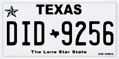 TX license plate DID9256