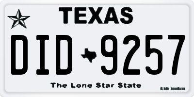 TX license plate DID9257
