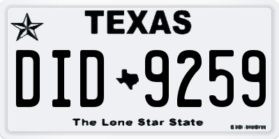 TX license plate DID9259