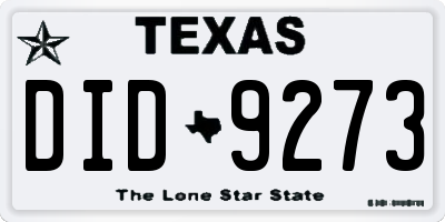 TX license plate DID9273