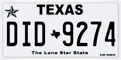 TX license plate DID9274