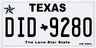 TX license plate DID9280
