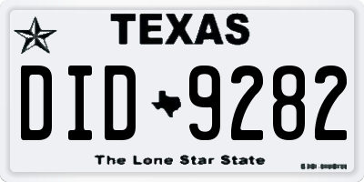 TX license plate DID9282