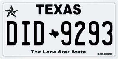 TX license plate DID9293